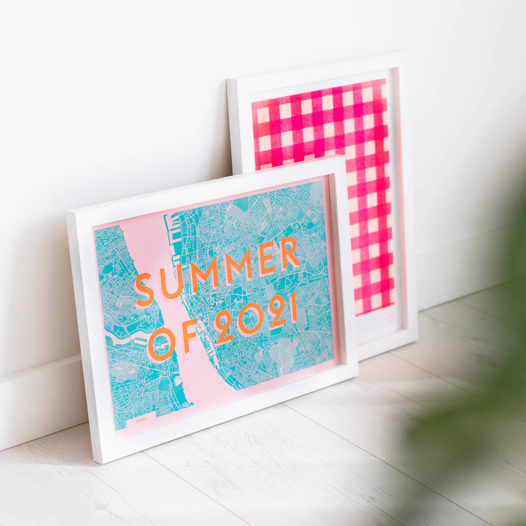 Summer 2021 Risograph Typography Map Print, 1 of 5