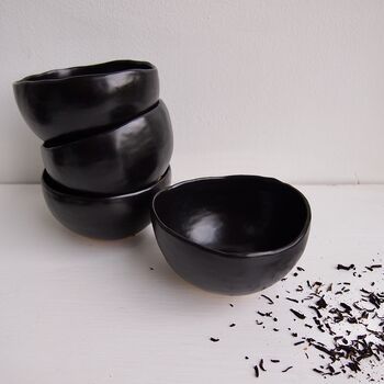 Handmade Black Satin Ceramic Tea Bowl / Ring Dish, 5 of 7