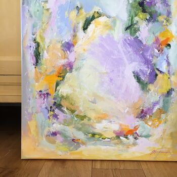 Colourful Abstract Painting On Canvas Yellow Lavender, 3 of 4