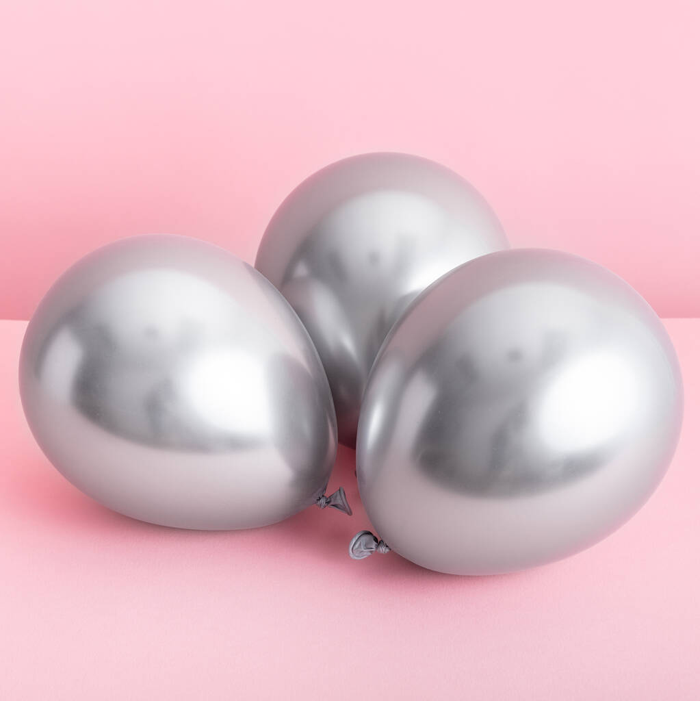 Glossy Metallic Silver Latex Balloons, 1 of 6