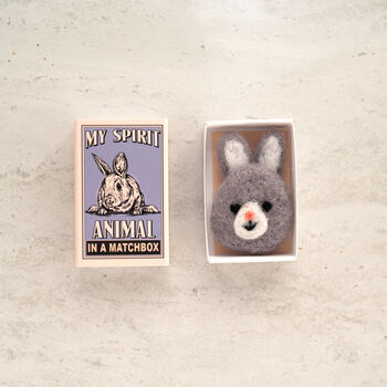 Wool Felt Rabbit Spirit Animal In A Matchbox, 4 of 7