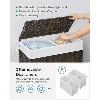 110 L Divided Laundry Hamper Clothes Laundry Basket, 5 of 11