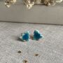 Tiny Turquoise Christmas Tree Ceramic Earrings, thumbnail 1 of 10