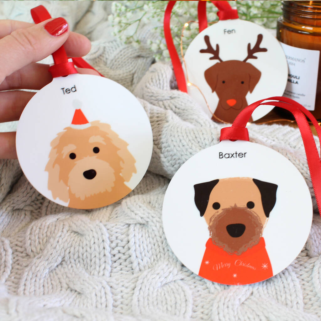 Personalised Christmas Dog Metal Bauble Decoration