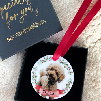 Personalised First Christmas Dog Bauble Tree Decoration, 5 of 12