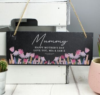 Personalised Wild Flower Hanging Slate Plaque, 2 of 4