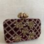 Maroon Velvet Handcrafted Rectangular Clutch Bag, thumbnail 1 of 10