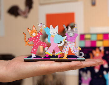 Personalised Disco Cats Birthday Pop Out Card, 4 of 7