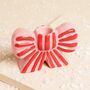 Pink And Red Stripe Bow Ceramic Candle Holder, thumbnail 2 of 3