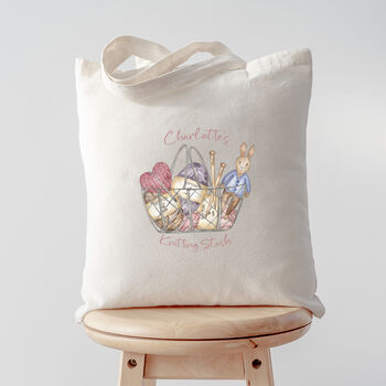 Personalised Knitting Basket Storage Tote Bag, 3 of 3