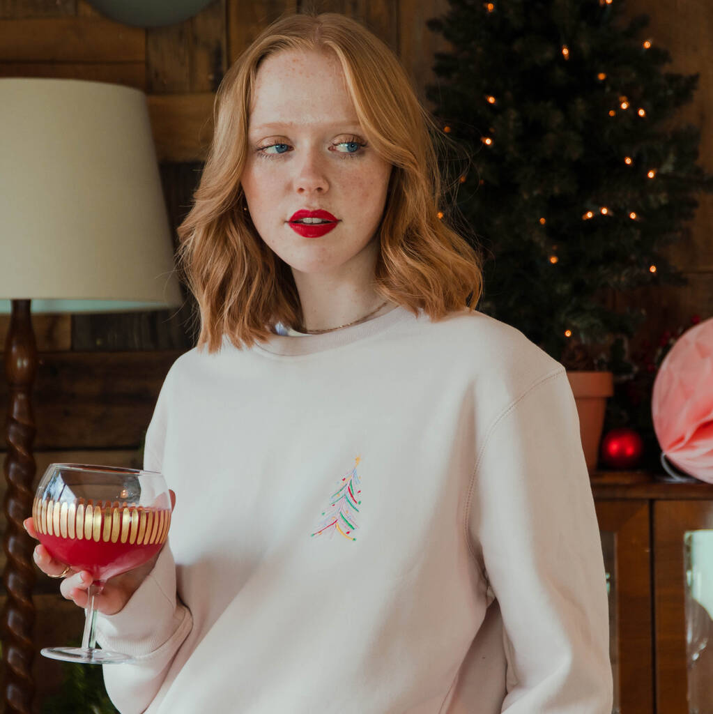 Merry And Bright Embroidered Christmas Tree Jumper By Rock On Ruby