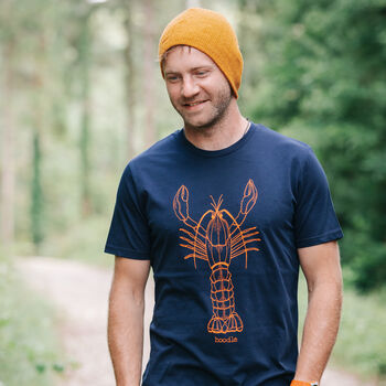 Organic Mens 'Larry The Lobster' T Shirt, 3 of 4