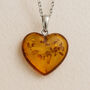 Personalised Sterling Silver Baltic Amber Heart Necklace, thumbnail 1 of 9