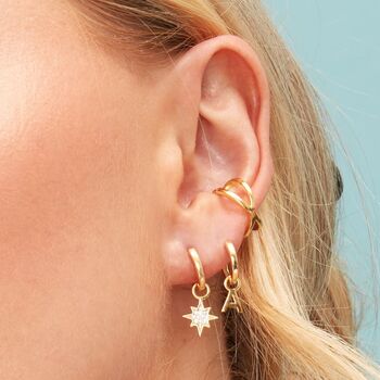 One Small Initial Letter Huggie Hoop Earring In Sterling Silver, 2 of 10