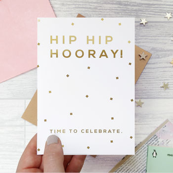 Celebration 'Hooray' Well Done Gold Foil Card, 2 of 2