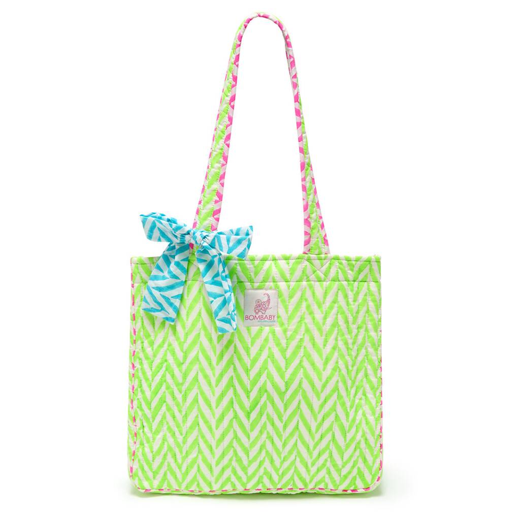 Quilted Tote Bag | Neon Green, 1 of 3