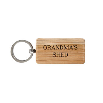 Bramble Farm 'Dad's Shed' Rectangular Oak Keyring, 2 of 2