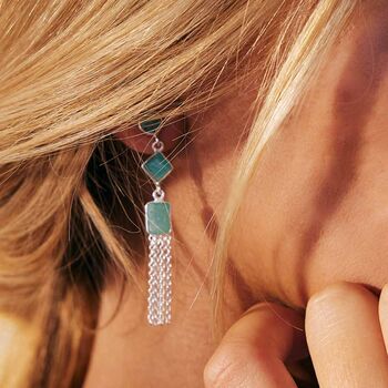 Seventh Heaven Amazonite Sterling Silver Drop Earrings, 2 of 6