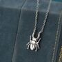 Sterling Silver Tiny Stag Beetle Pendant Necklace, thumbnail 1 of 12