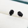 Genuine Black Onyx Oval Stud Earrings Sterling Silver, thumbnail 5 of 10