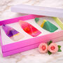 Luxury Crystal Energy Soap Gift Set Of Three With Heart Gemstones – Lavender Amethyst Rose Quartz Birthday Gift For Women, thumbnail 1 of 12