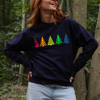 Multi Neon Trees Christmas Jumper Sweatshirt, 3 of 10