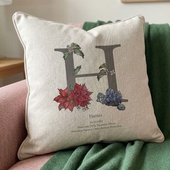 Personalised Birth Flower And Birth Stone Cushion, 2 of 12