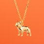 French Bulldog Sterling Silver Gold Plated Necklace, thumbnail 3 of 9