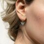 Enamel Blue Butterfly Huggie Earrings, thumbnail 2 of 5