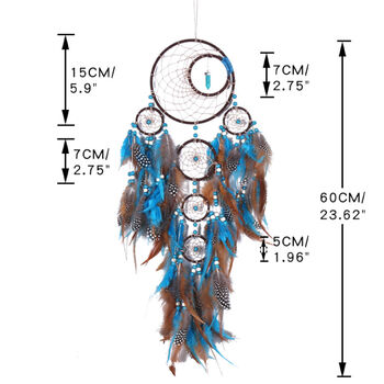 Moon/Star Boho Brown Turquoise Dream Catcher, 3 of 7