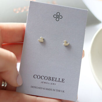 Silver Duck Stud Earrings, 3 of 6