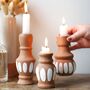Set Of Three Terracotta Candlestick Holders, thumbnail 2 of 4