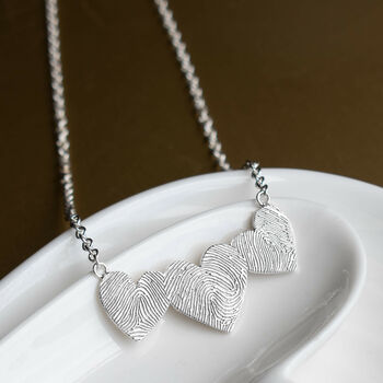 Personalised Fingerprint Triple Heart Necklace, 3 of 8