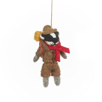 Handmade Felt Scouts Badger Hanging Decoration, 3 of 4