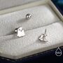 Tiny Little Cute Ghost Screwback Earrings In Sterling Silver, thumbnail 2 of 11