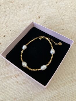 18 K Gold Plated Fresh Water Pearl Bracelet, 2 of 4