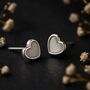 Sterling Silver Mother Of Pearl Heart Stud Earrings, thumbnail 5 of 12