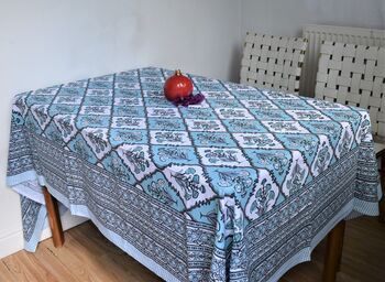 Gulmohar Table Cover Blue/Pink, 7 of 8