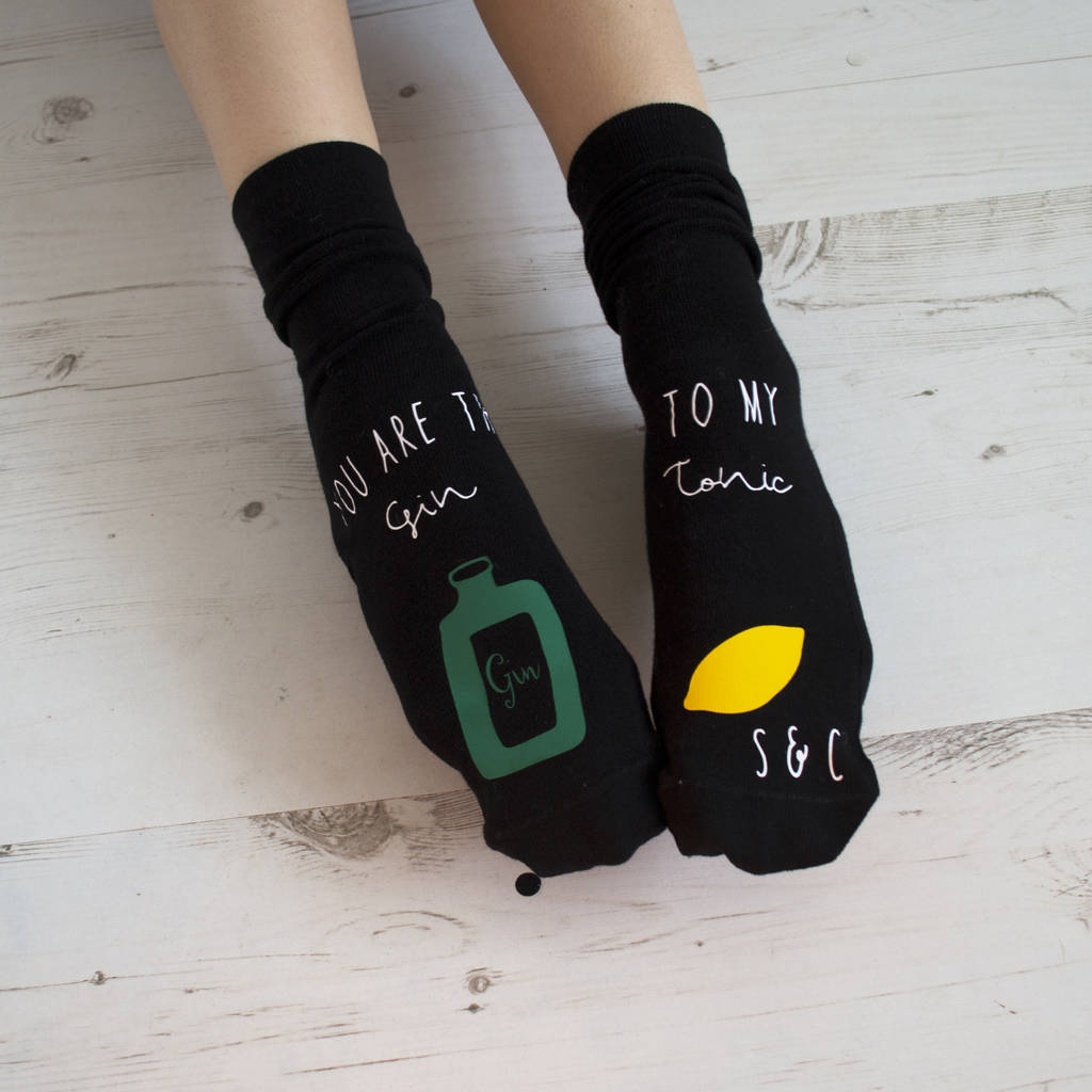 Personalised Gin And Tonic Love Socks, 1 of 2