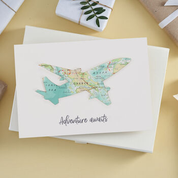 Personalised Map Aeroplane Birthday Card, 2 of 4