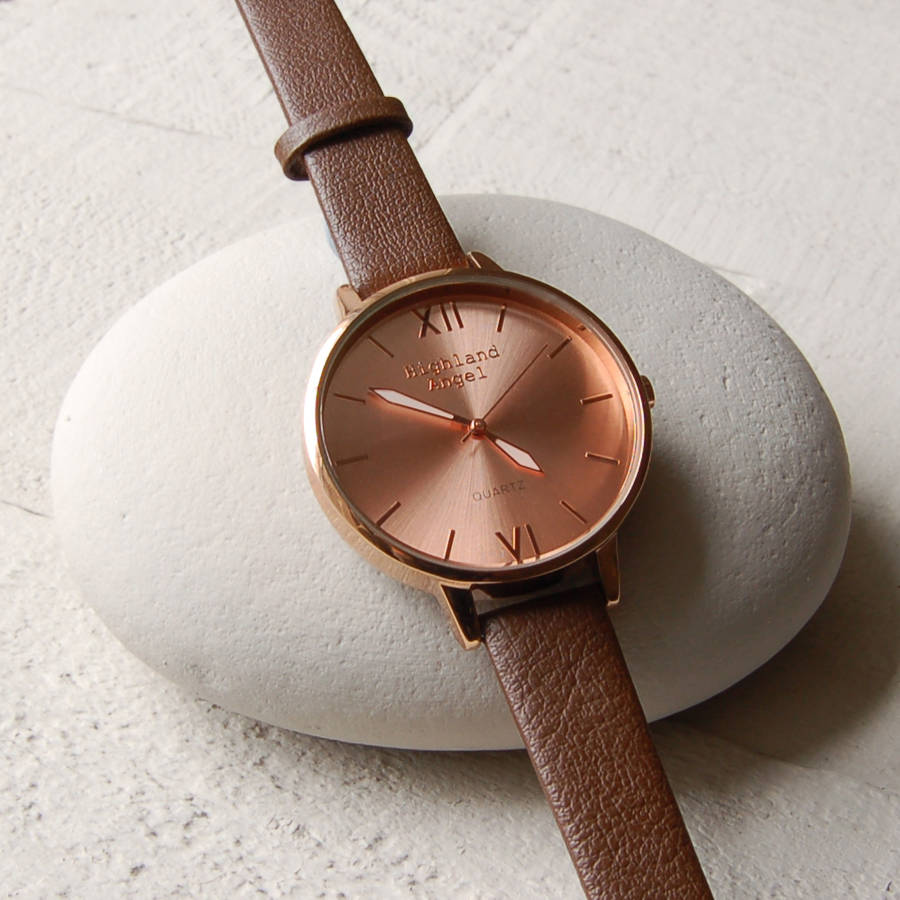 ladies' watch with leather strap by highland angel | notonthehighstreet.com