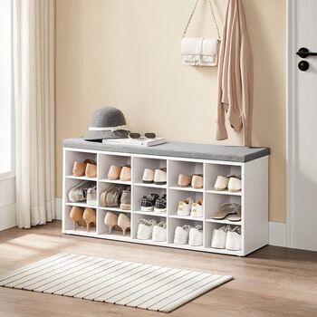 Shoe Bench With Cushion And Storage Compartments, 4 of 12