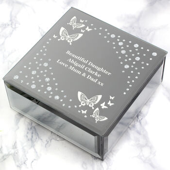 Personalised White Butterfly Diamante Glass Trinket Box, 6 of 8