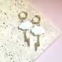 18ct Gold Plated Cloud And Lightning Huggie Earrings, thumbnail 1 of 4