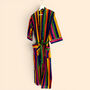 Rainbow Stripe Print 100% Cotton Dressing Gown, thumbnail 6 of 7