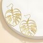 Contemporary Hollow Leaf Gold Earrings Gift, thumbnail 3 of 4