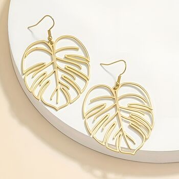 Contemporary Hollow Leaf Gold Earrings Gift, 3 of 4