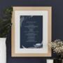 Blue Floral Favourite Wedding Words Personalised Print, thumbnail 1 of 9