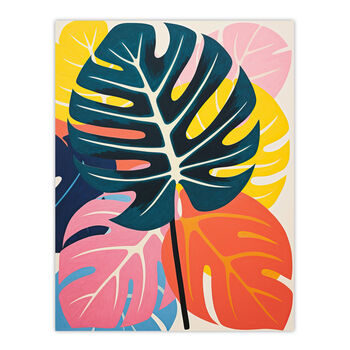 Magical Monstera Multicoloured Leaf Wall Art Print, 6 of 6