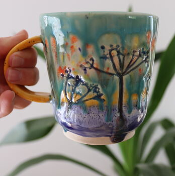 Hand Built Multi Coloured Flower Pressed Mug, 2 of 4